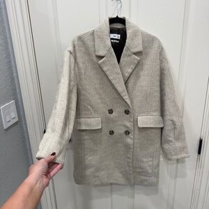 Mango Beige Herringbone Coat